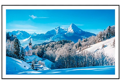 Постер «Зимний пейзаж в Швейцарии» №1 (87 х 55 см) В спальню В прихожую Домашний офис В кабинет В гостиную, гарантия 12 месяцев